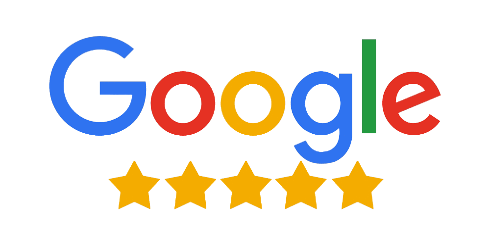 Google logo with five yellow stars below.