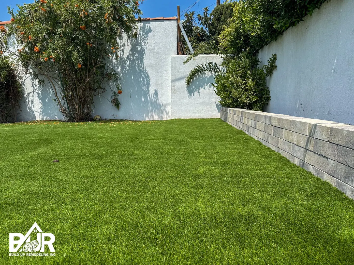 Artificial turf backyard in San Gabriel