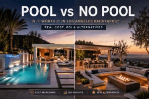 Pool vs no pool backyard comparison.
