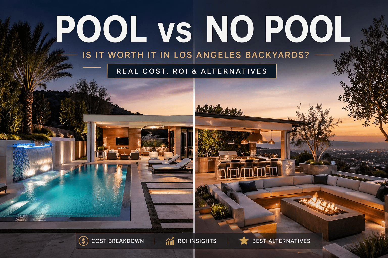 Pool vs no pool backyard comparison.
